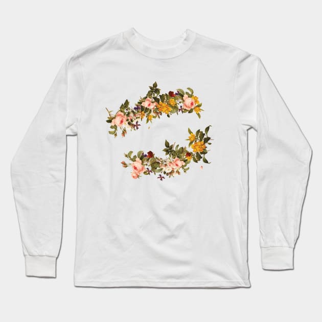 Spring floral flowers pattern - pink roses and yellow | Vintage romantic nature environment Long Sleeve T-Shirt by Vane22april